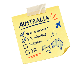 Australia PR process checklist sticky note